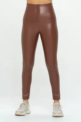 High Waist PU Leather Corset Cincher  Pants