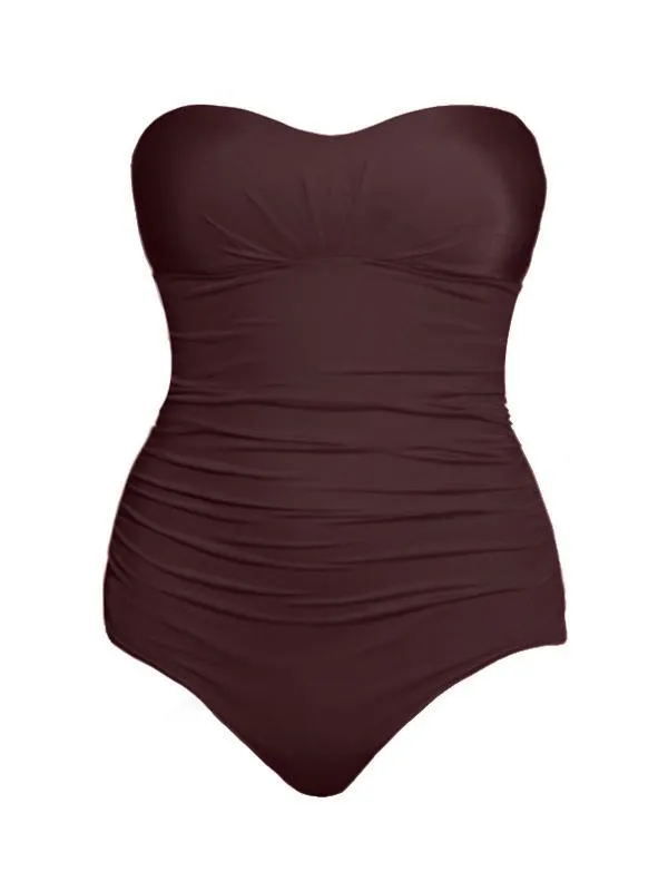 J1431 Lustre Pleated Bandeau Moulded One Piece - Jets