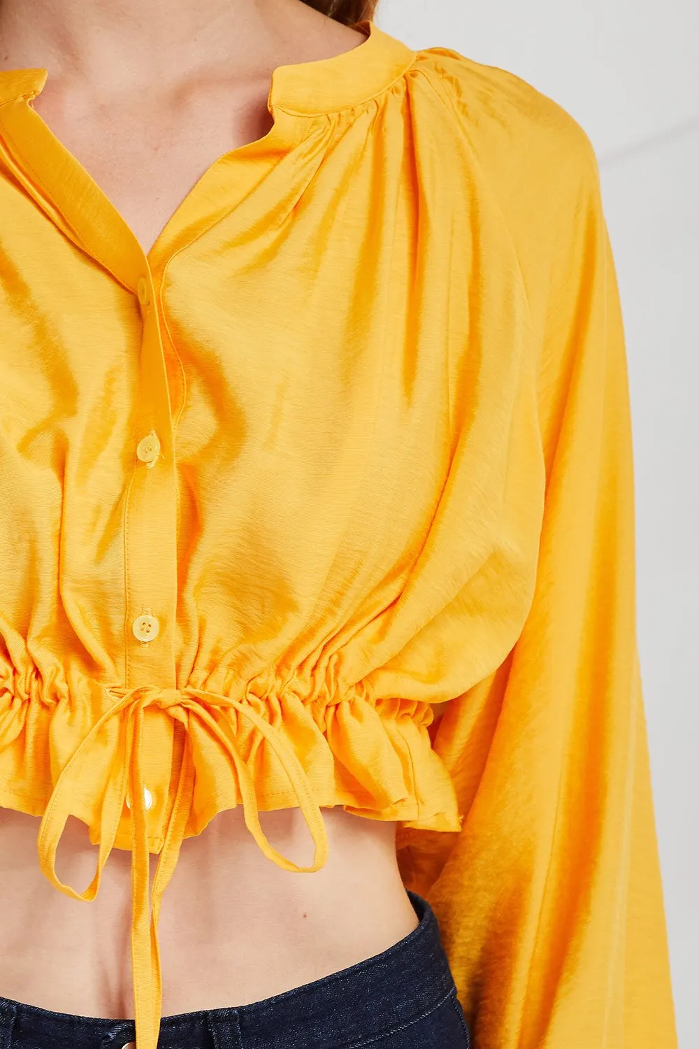Kiara Crop Shirt w/Drawstring Hem