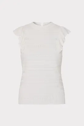 Knit Pointelle Flutter Sleeve Top