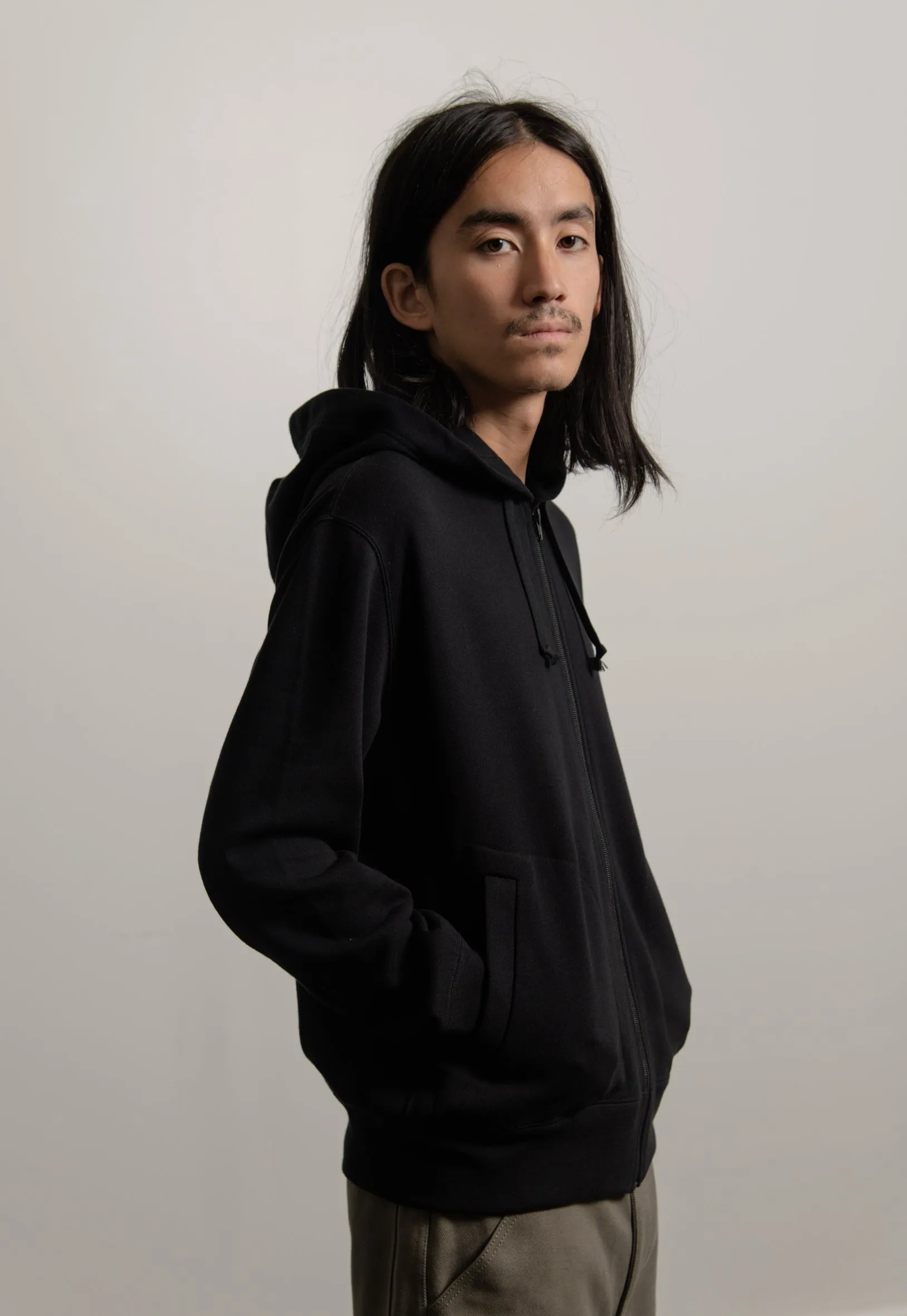 Layered Double Emblem Zip Hoodie Black/Red T294