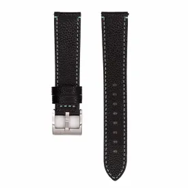Leather - Contrast Stitch Black with Light Blue