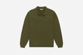Long Sleeve Knit Polo ~ Olive