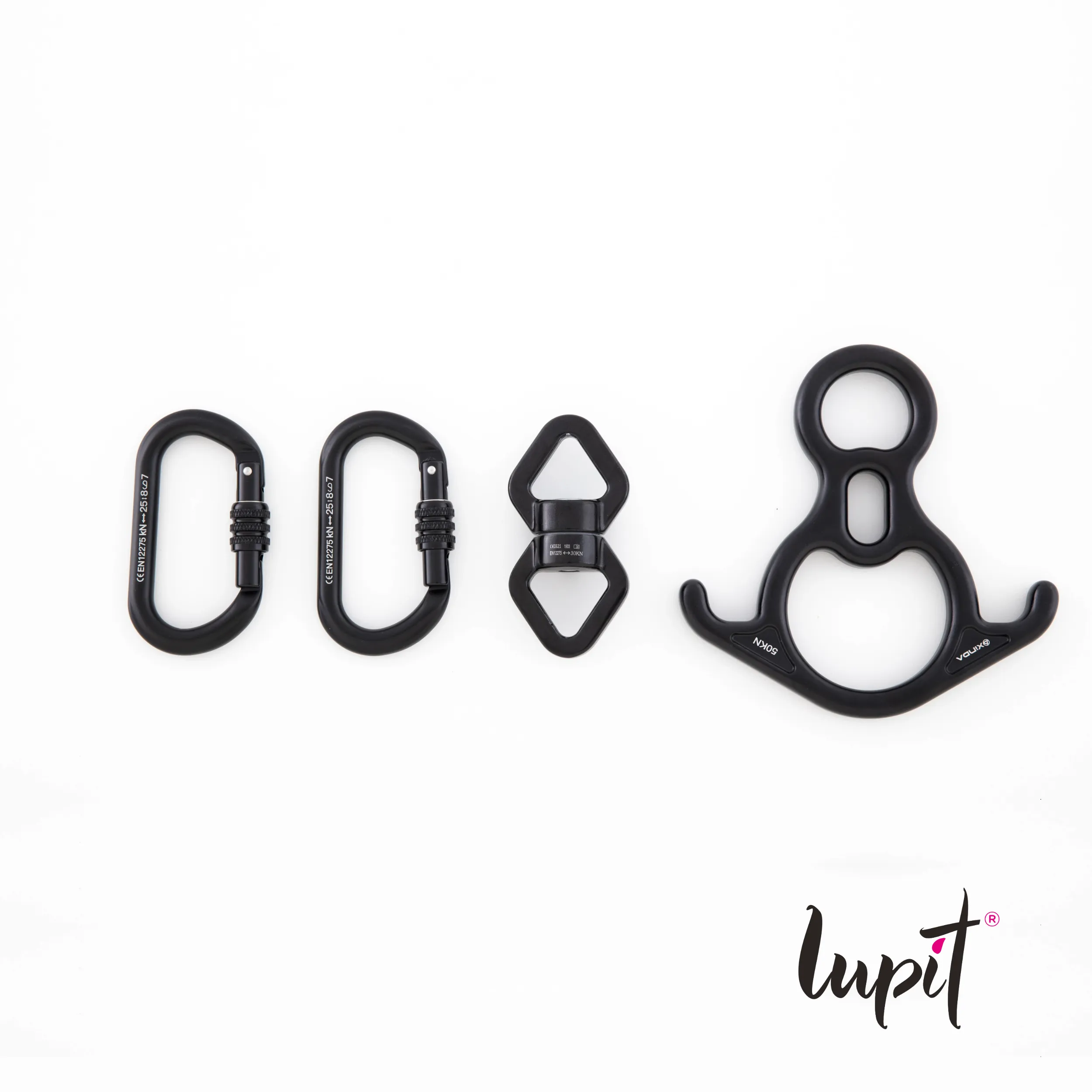 Lupit Aerial Silk | Rigging Set (2x carabiner   1x swivel   1x figure-8)