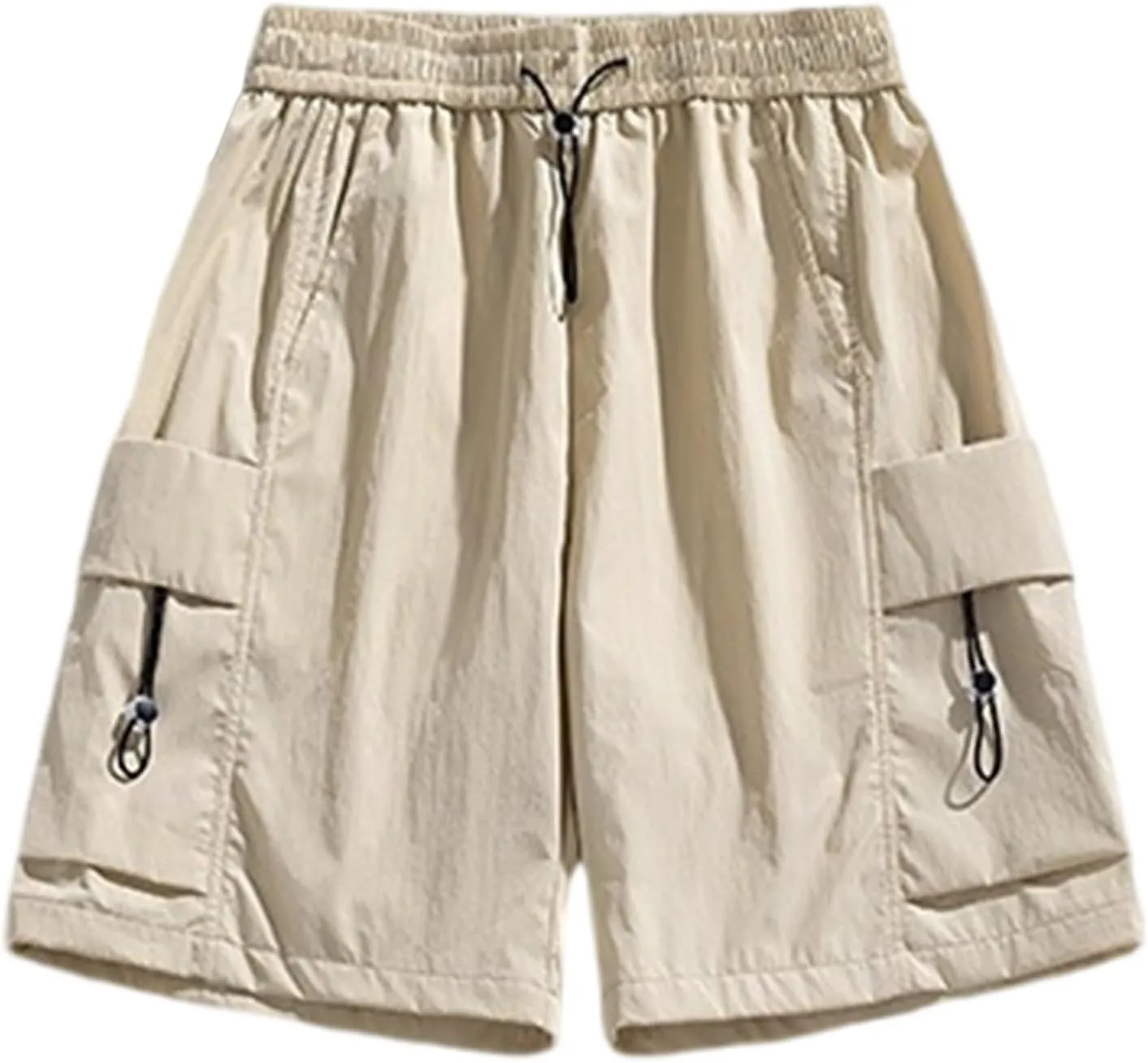 Mens Shorts Cargo Elastic Waist Lightweight Straight Leg Work Shorts Relaxed Fit Multi Pockets Travel Hiking Pants