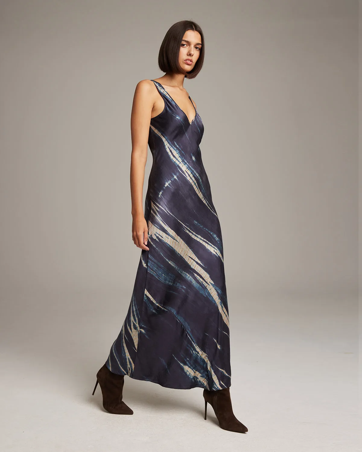 Midnight Double V Tie Dye Dress