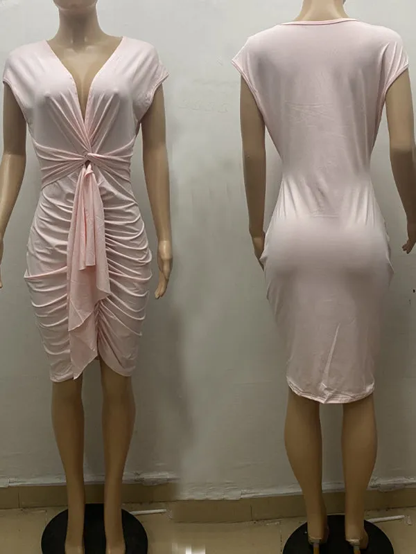 Momnfancy Solid Color Ruched Belt Bodycon Baby shower Plus Maternity Elegant Midi Dress