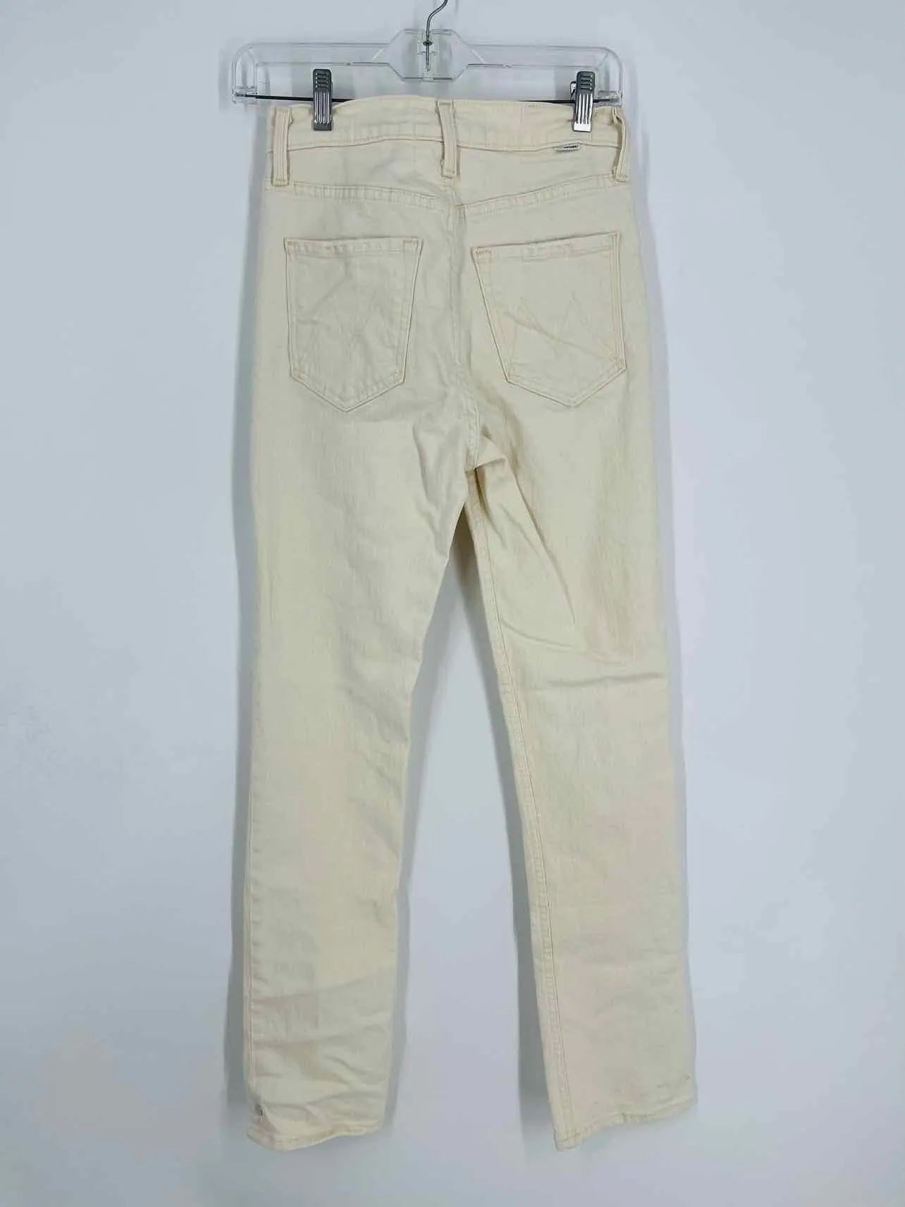Mother Size 25=0 Cream Solid Denim Premium Denim Jeans