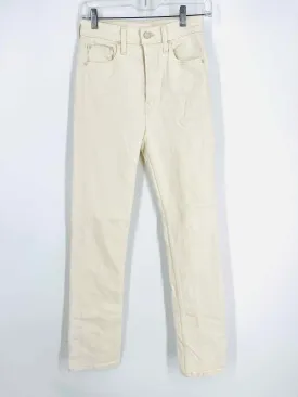 Mother Size 25=0 Cream Solid Denim Premium Denim Jeans