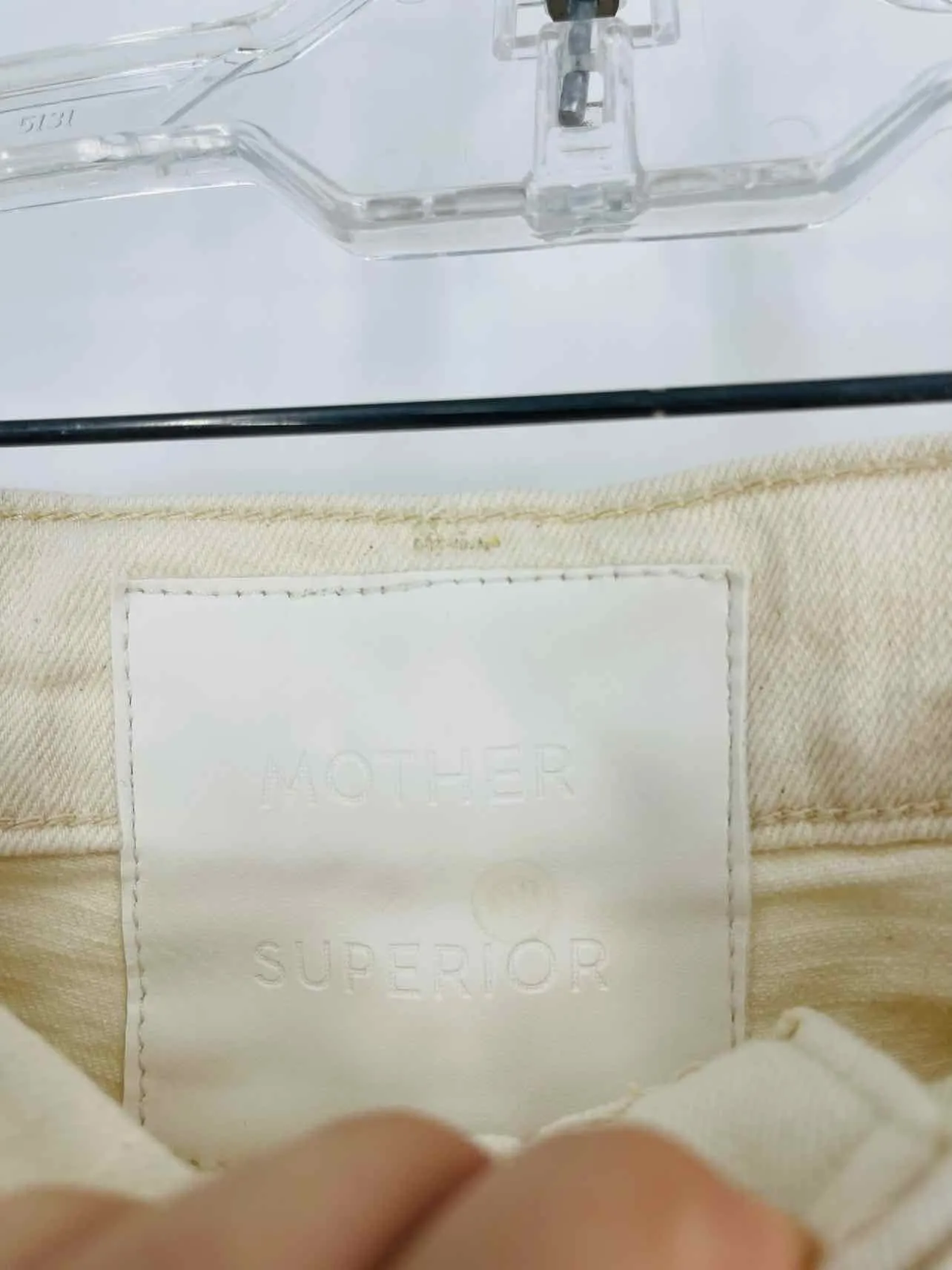 Mother Size 25=0 Cream Solid Denim Premium Denim Jeans