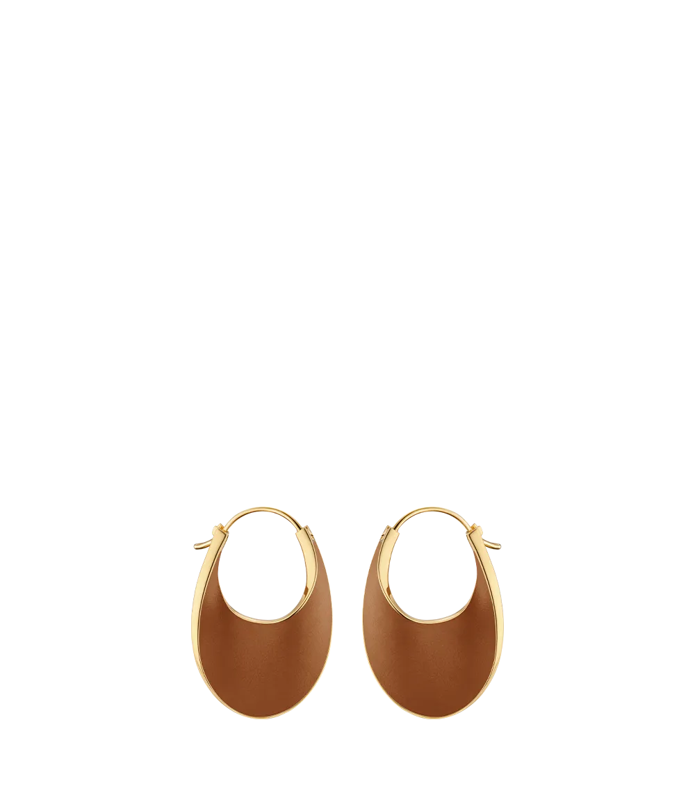 Éole Slim Hoop Earrings - Camel Leather