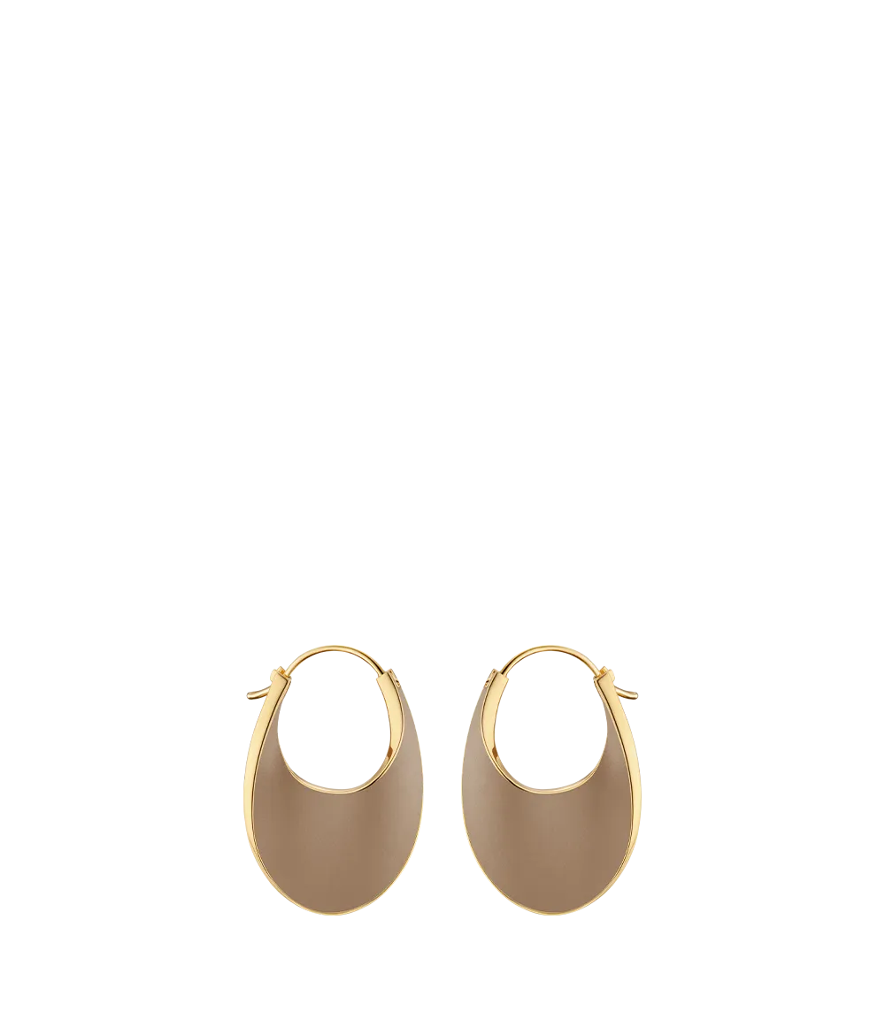 Éole Slim Hoop Earrings - Taupe Leather