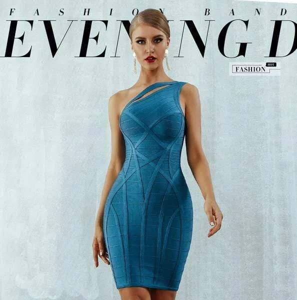 One Shoulder Hollow Out Celebrity Runway Party Dresses