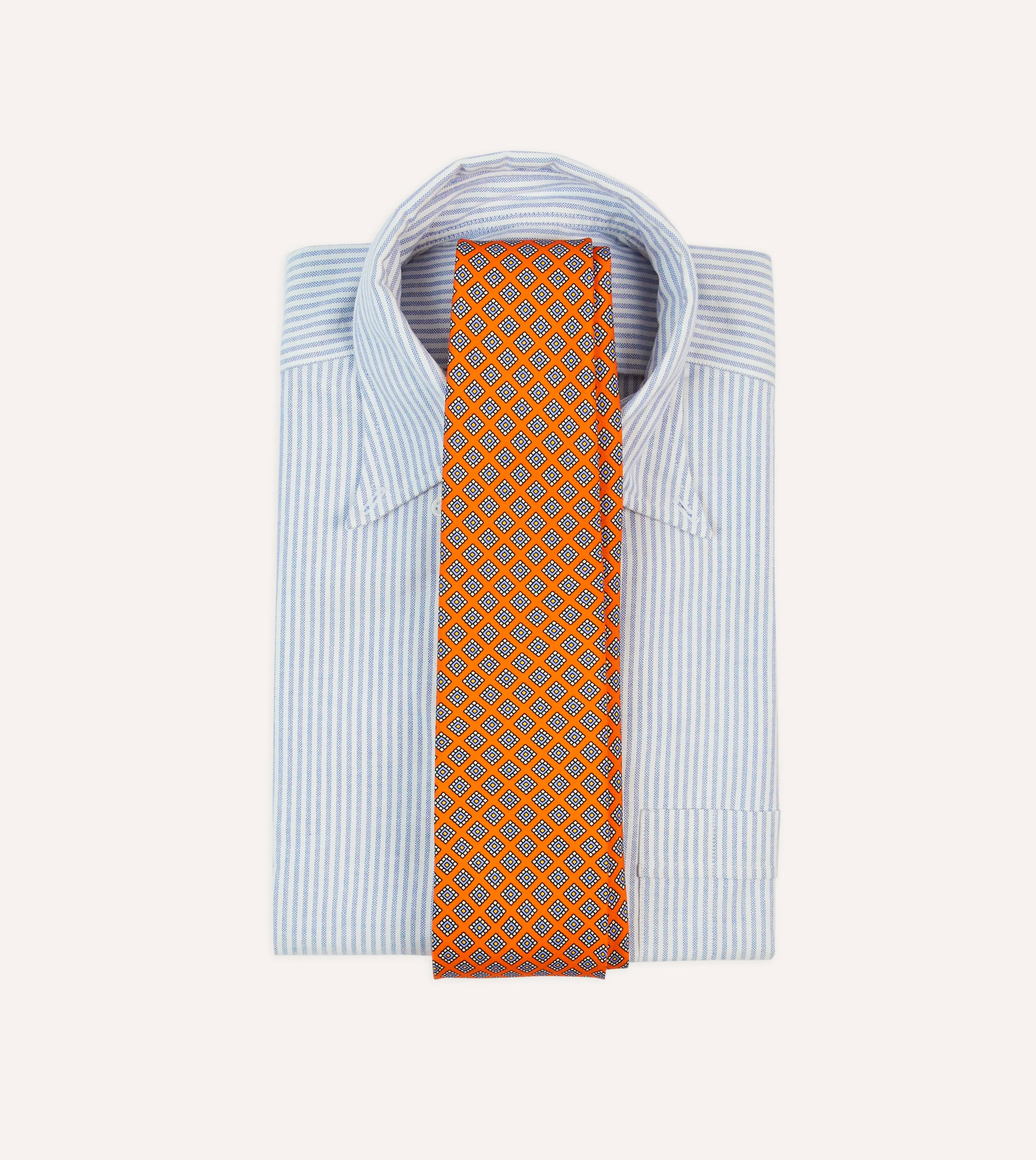 Orange Square Medallion Self-Tipped Silk Tie