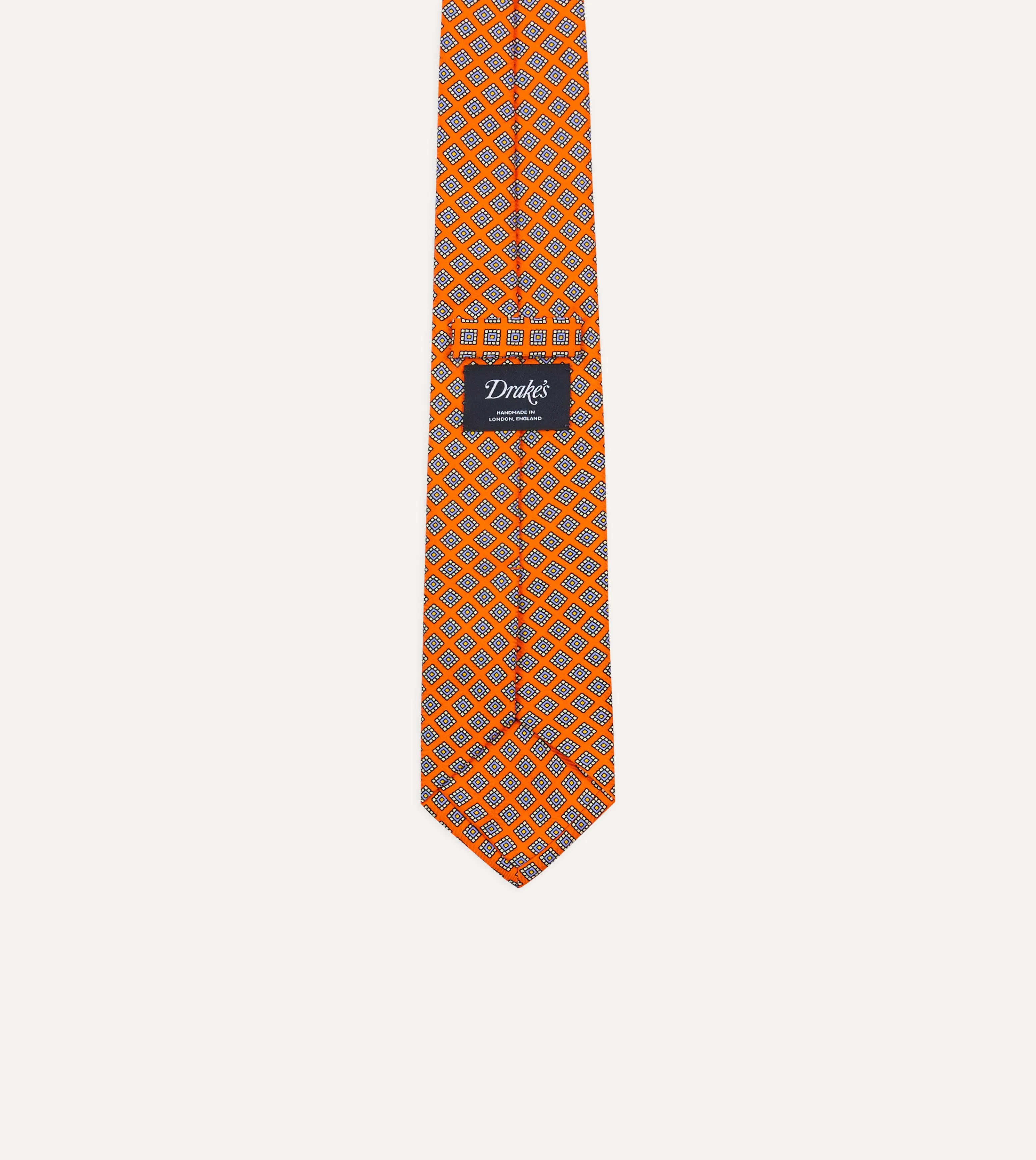 Orange Square Medallion Self-Tipped Silk Tie