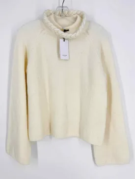 Oscar Size L Ivory Solid Wool Blend NEW Designer Sweater