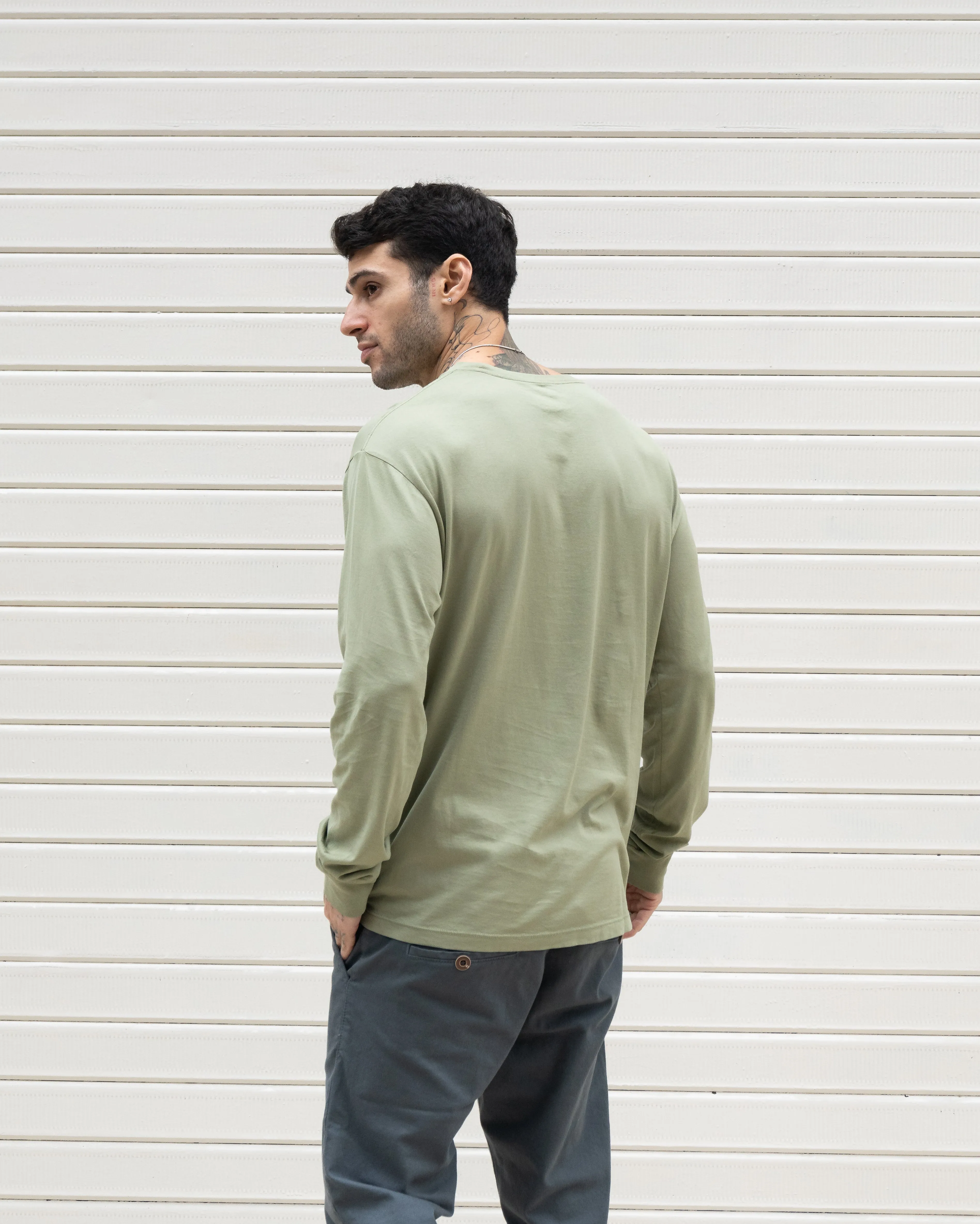 Premium Pima Long Sleeve Tee - Matte Green