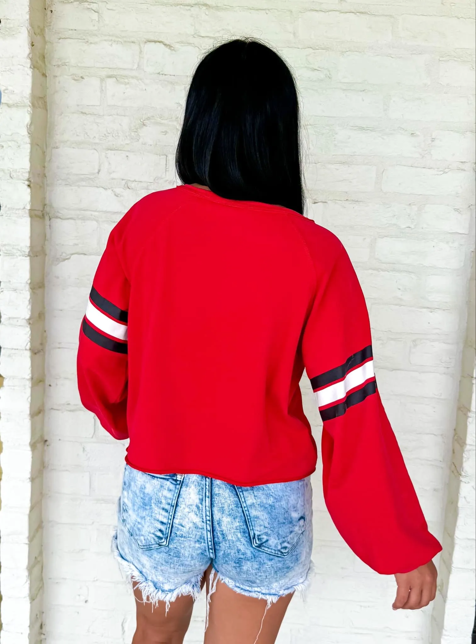 Queen Of Spirit Stripes Top Red