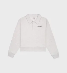 Serif Logo Embroidered Polo - Heather Gray