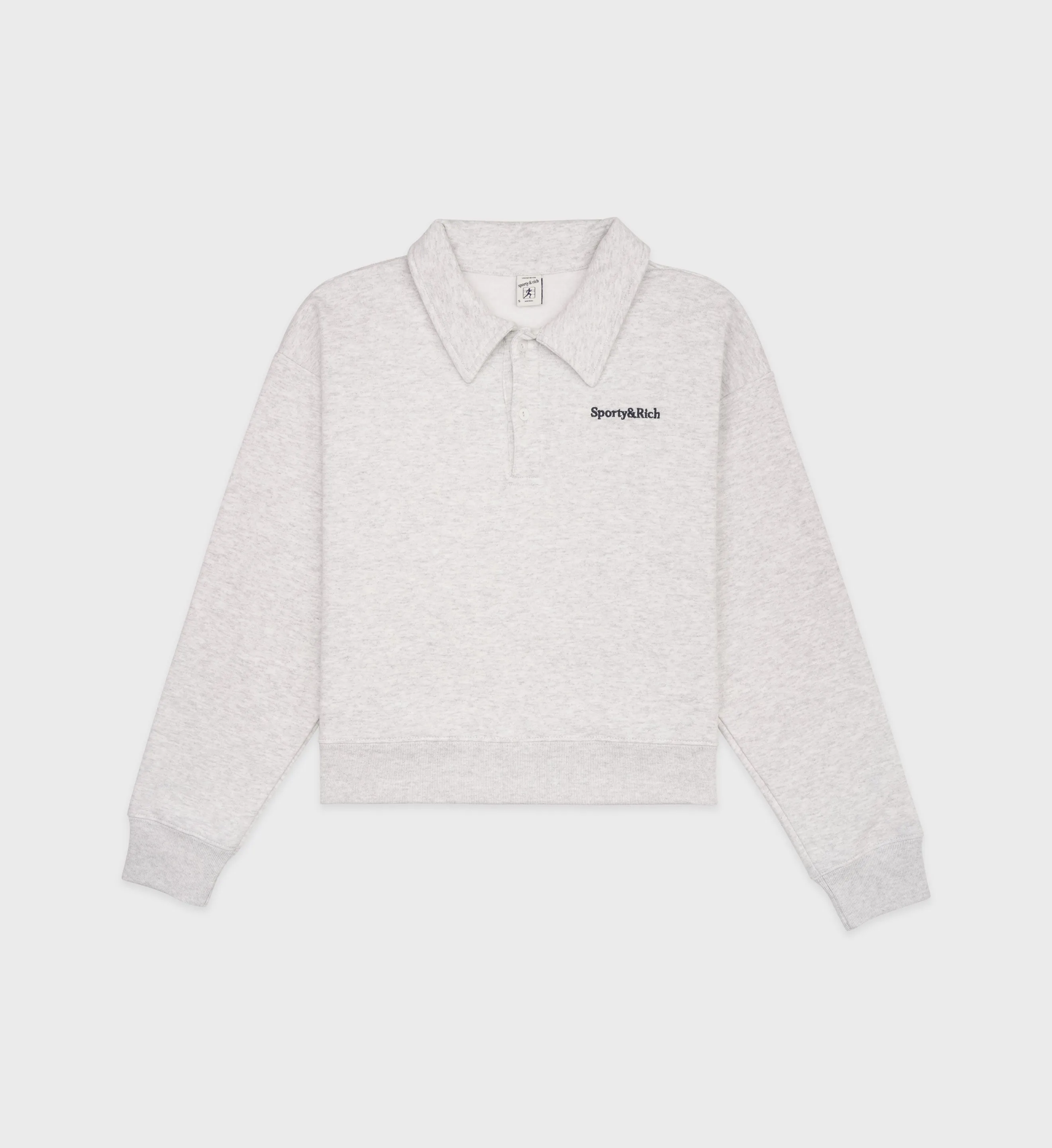 Serif Logo Embroidered Polo - Heather Gray