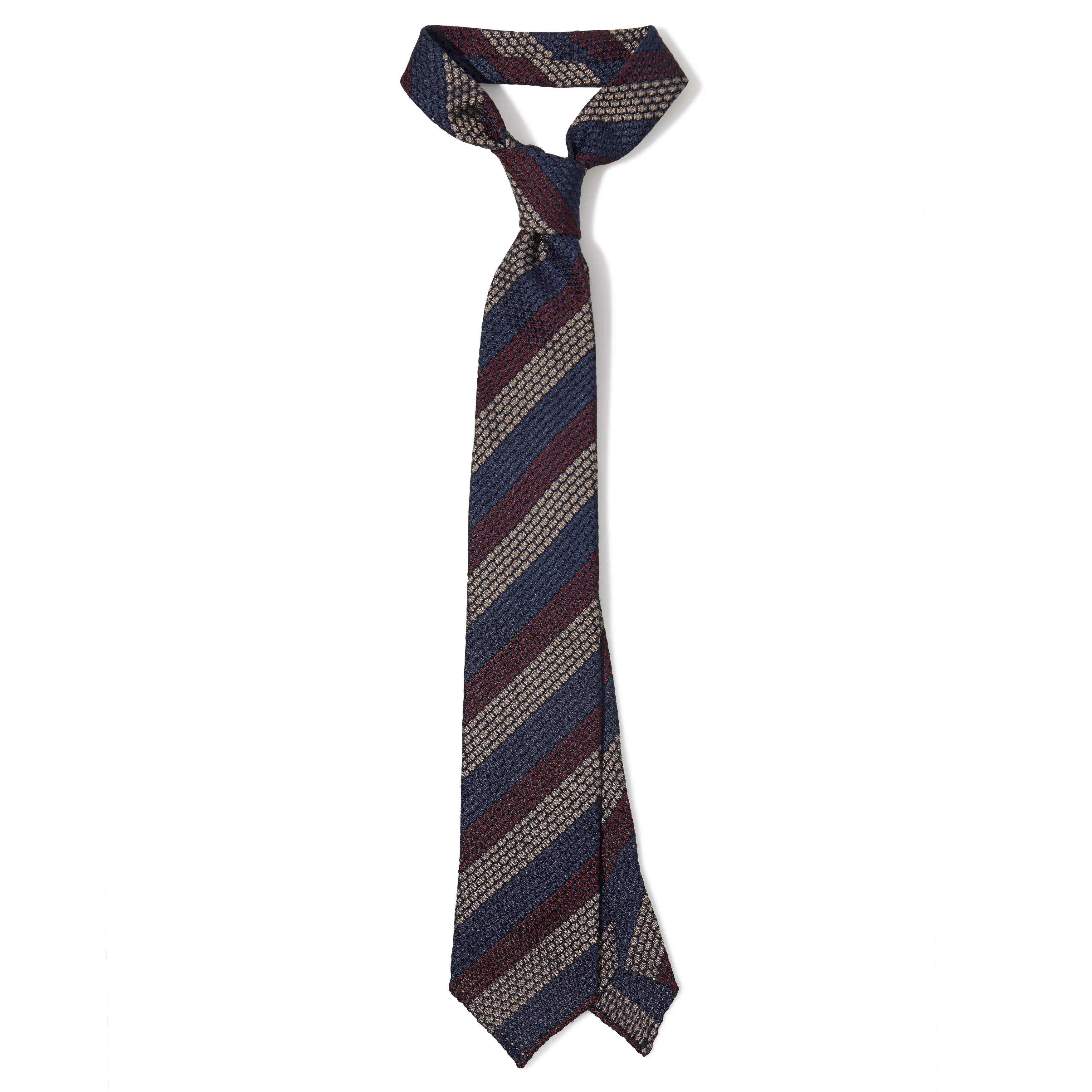 Silk Block Stripe Grenadine Hand-rolled Tie