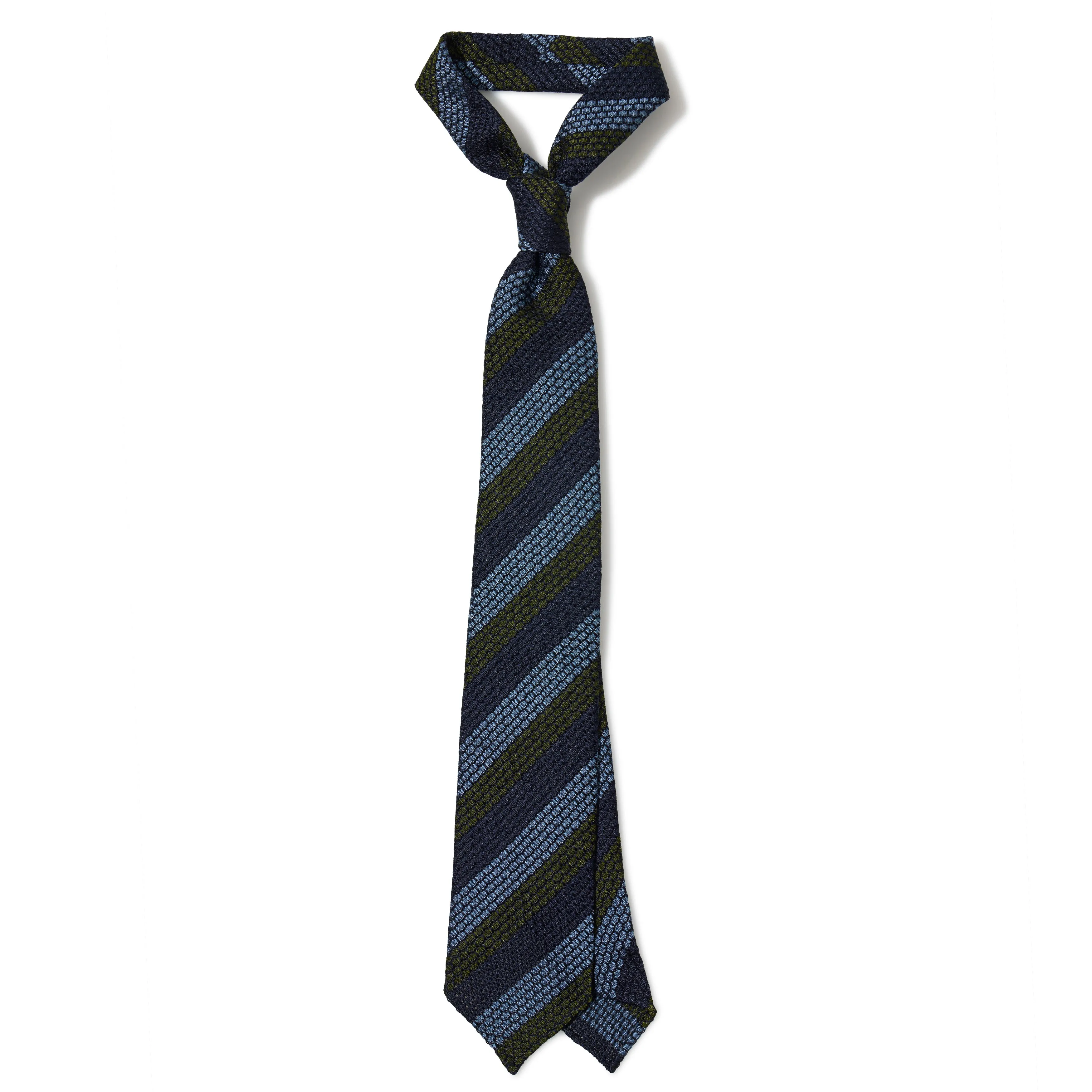 Silk Block Stripe Grenadine Hand-rolled Tie