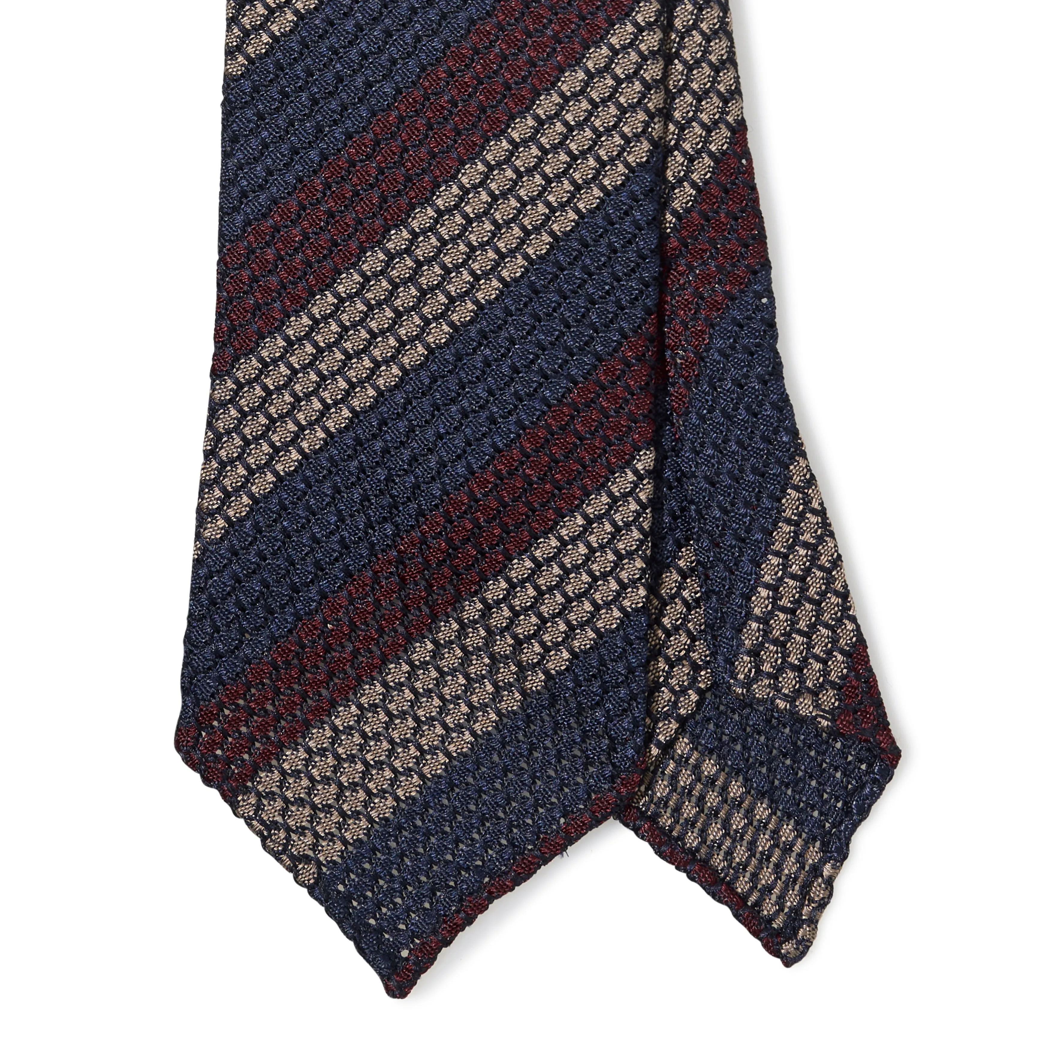 Silk Block Stripe Grenadine Hand-rolled Tie