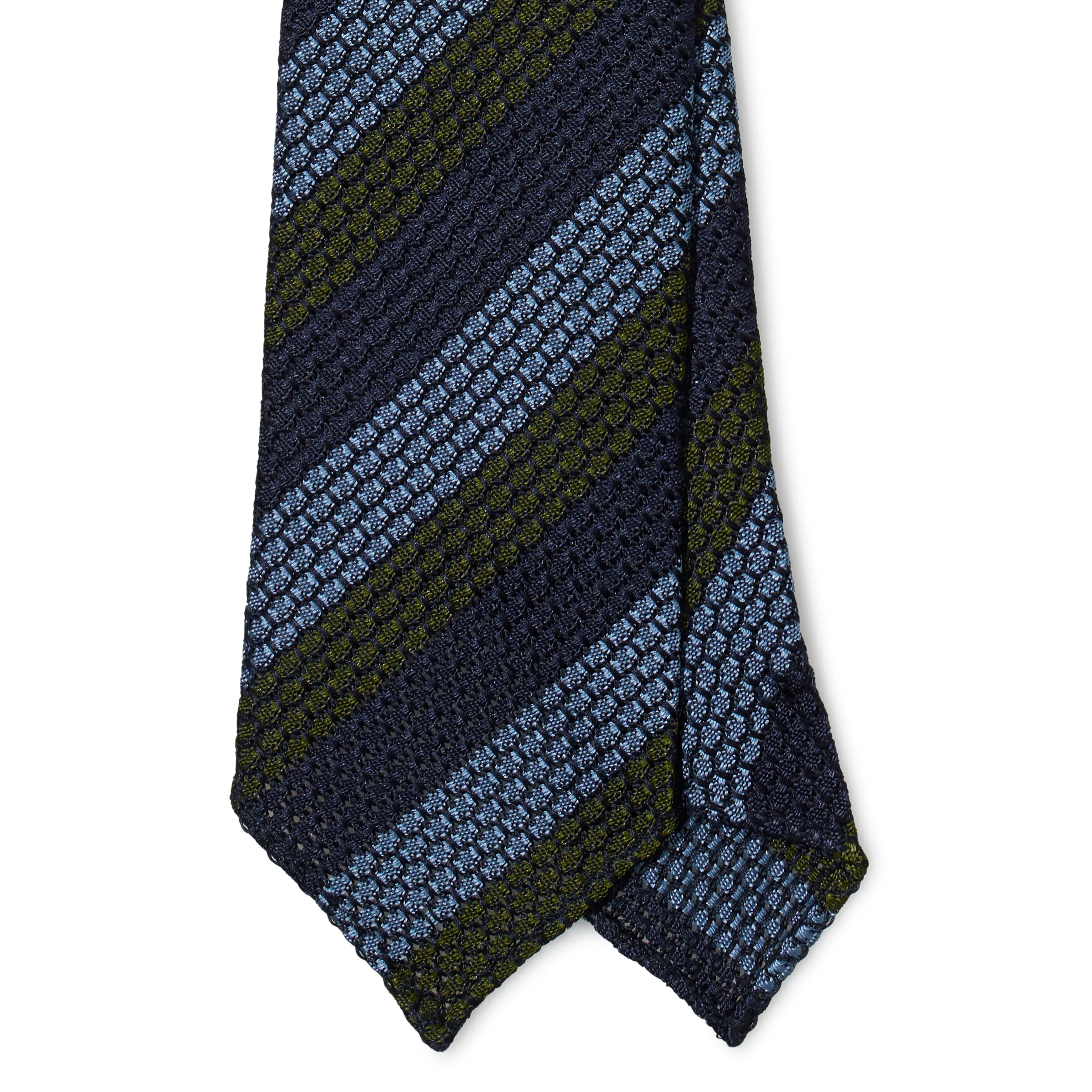 Silk Block Stripe Grenadine Hand-rolled Tie
