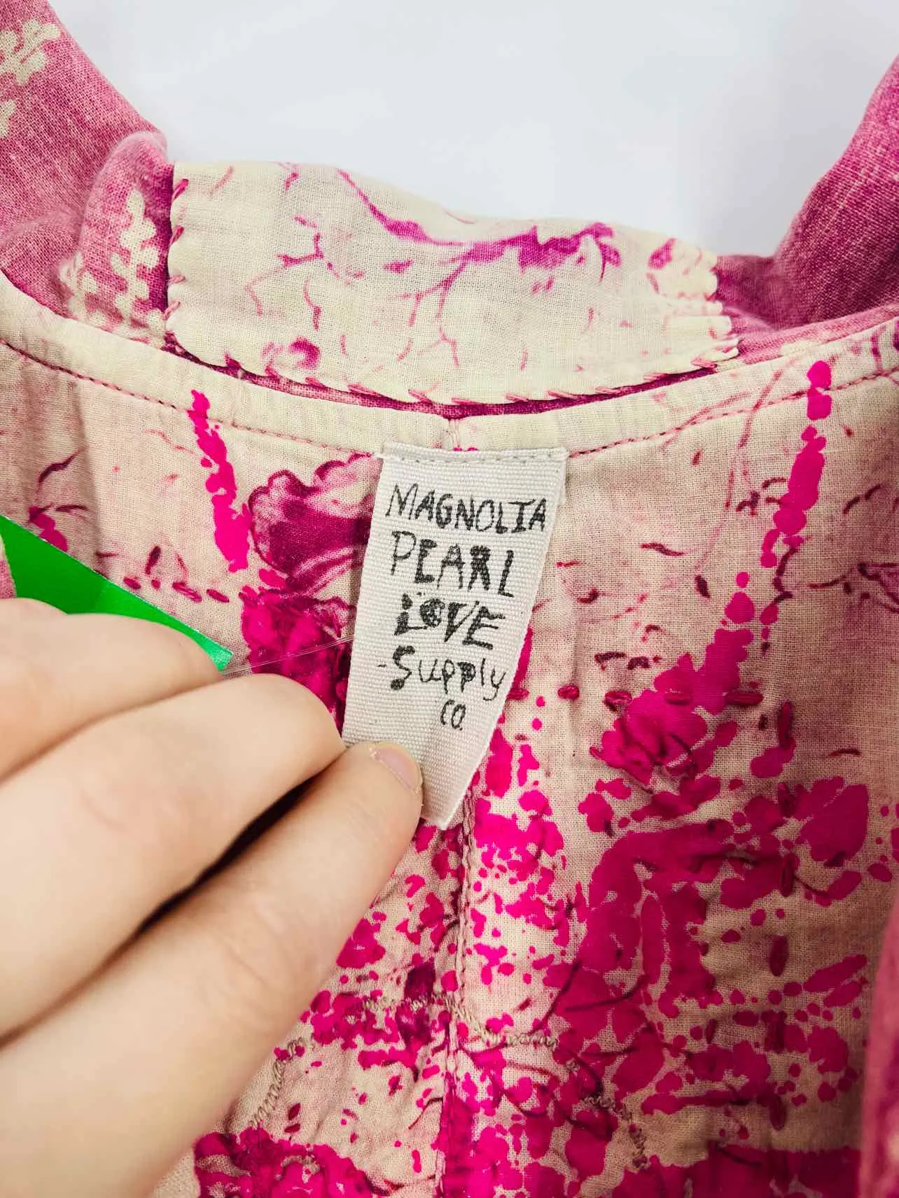 Size L ? Pink/Cream Floral Applique Designer Trenchcoat