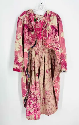 Size L ? Pink/Cream Floral Applique Designer Trenchcoat