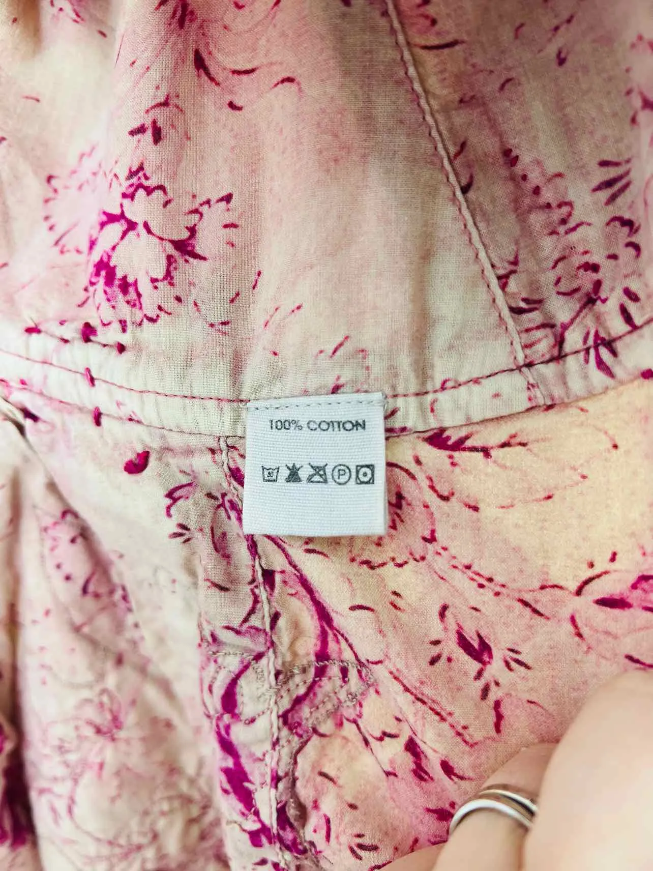 Size L ? Pink/Cream Floral Applique Designer Trenchcoat