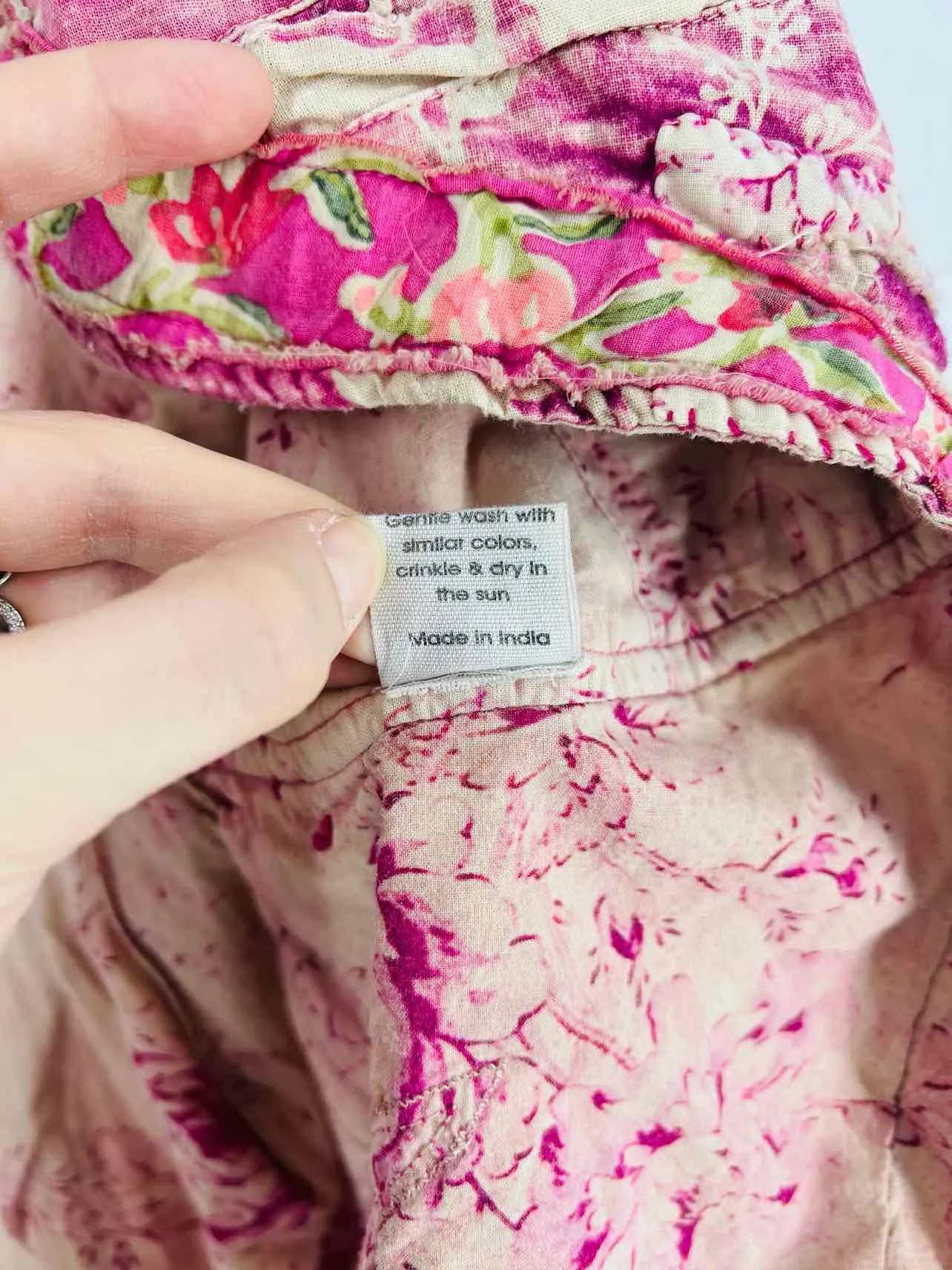 Size L ? Pink/Cream Floral Applique Designer Trenchcoat