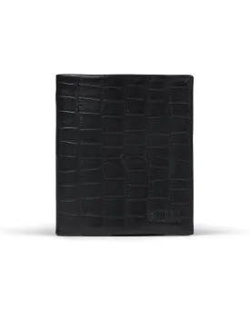 Slim Leather Wallet - Negro Cocodrilo/Rojo