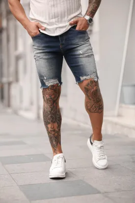 Sneakerjeans Blue Ripped Jeans Short DP37