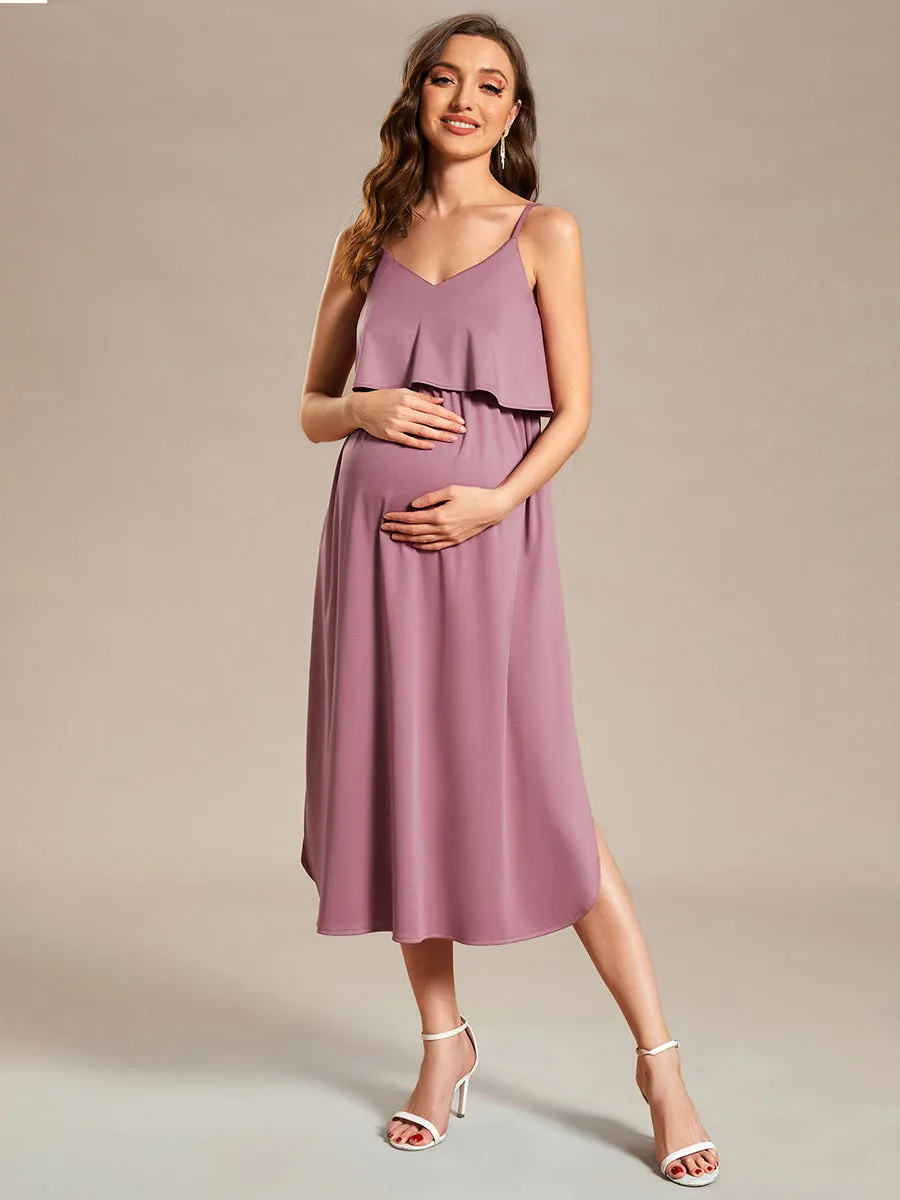 Spaghetti Straps Ruffles Wholesale Maternity Dresses