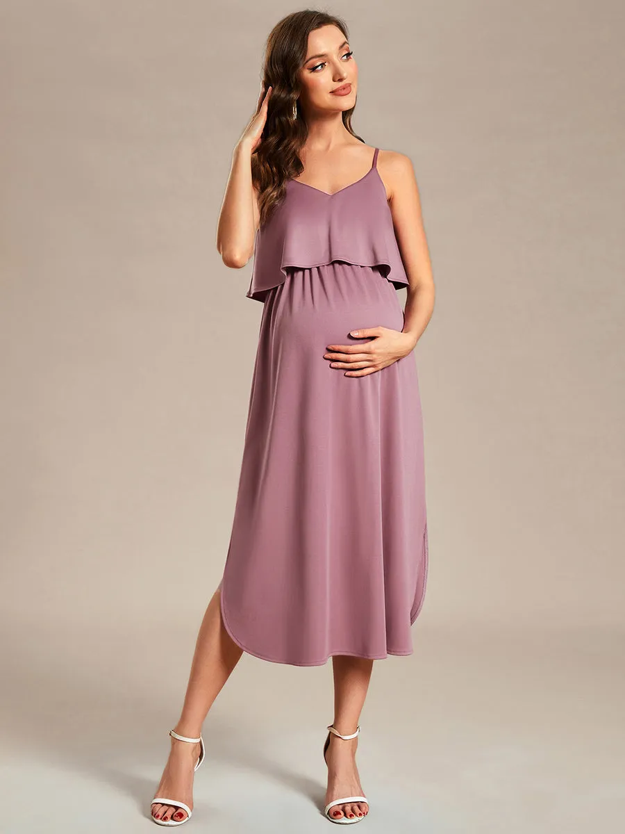 Spaghetti Straps Ruffles Wholesale Maternity Dresses