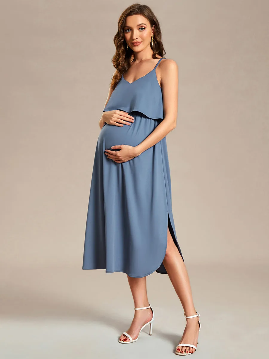 Spaghetti Straps Ruffles Wholesale Maternity Dresses