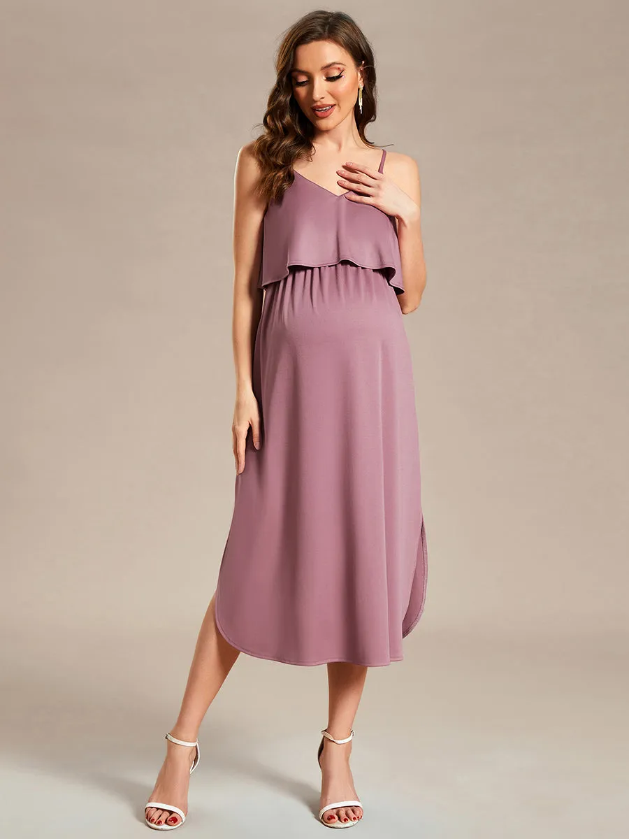 Spaghetti Straps Ruffles Wholesale Maternity Dresses