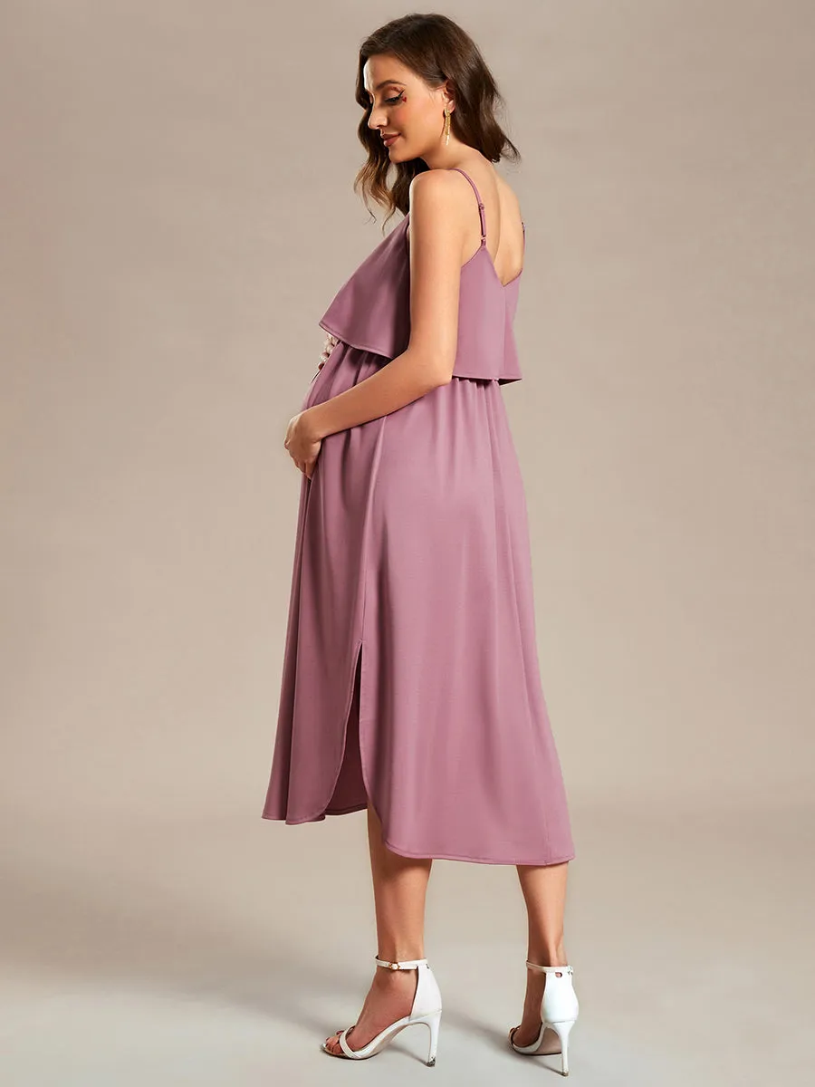 Spaghetti Straps Ruffles Wholesale Maternity Dresses