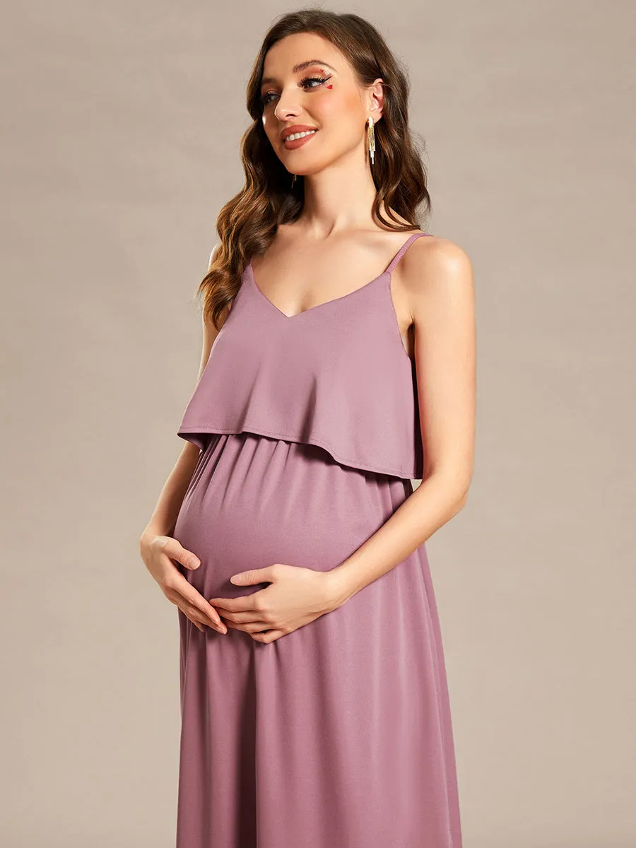 Spaghetti Straps Ruffles Wholesale Maternity Dresses