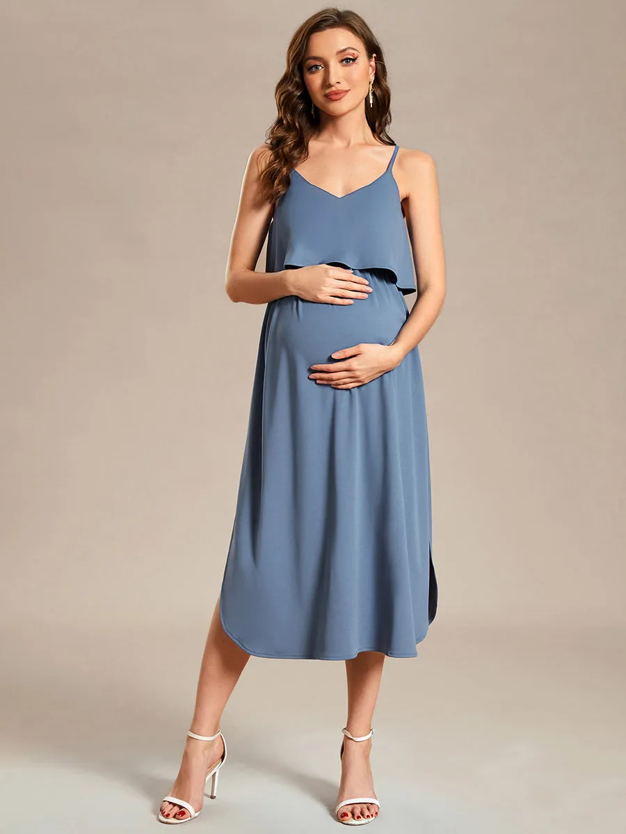 Spaghetti Straps Ruffles Wholesale Maternity Dresses