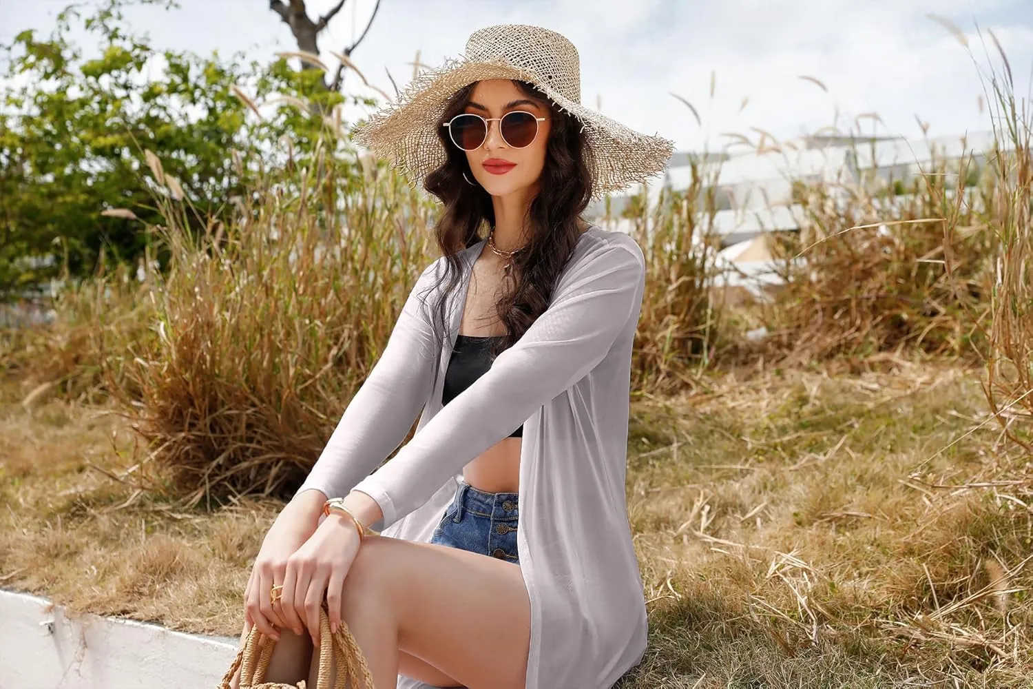 Totatuit Long Summer Cardigan for Women Lightweight Open Front Tops Solid Duster Swimwear Beach Cover Up