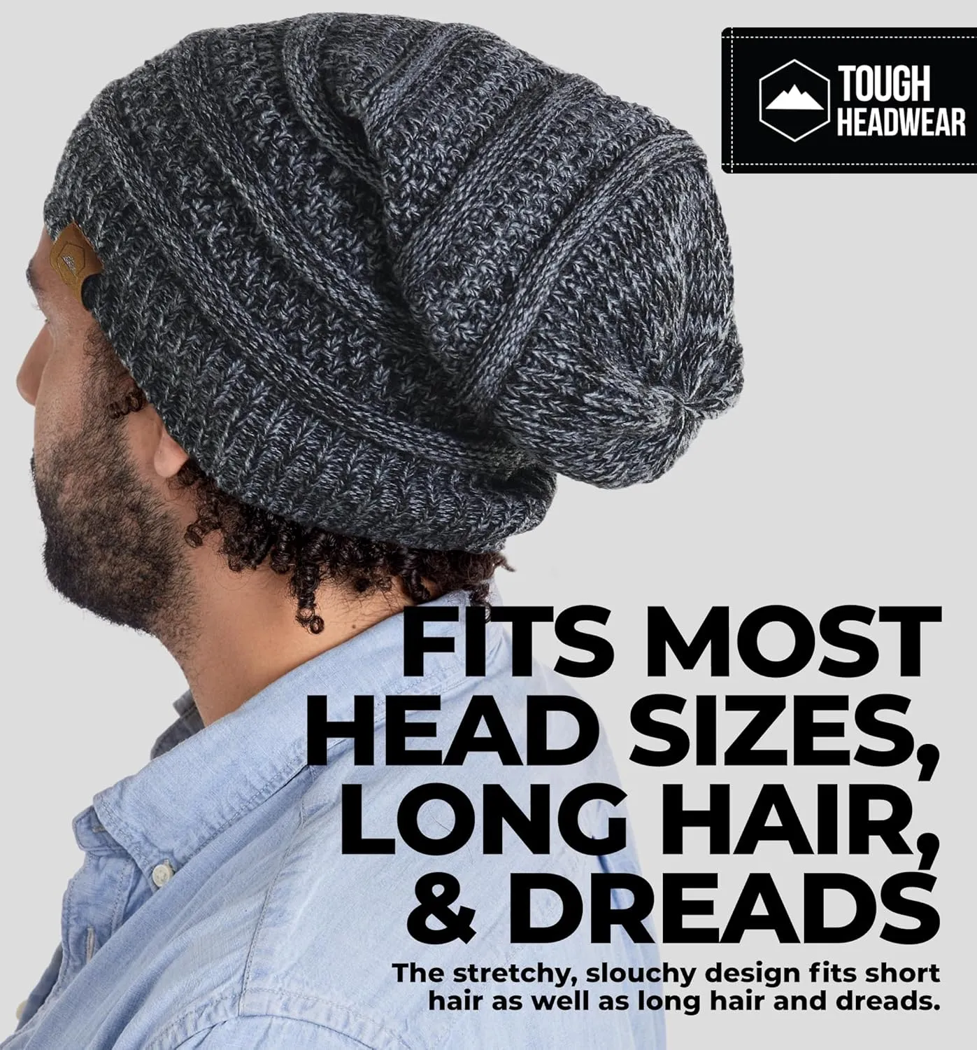 Tough Headwear Slouchy Beanie Hats for Women, Oversized Mens Beanie Hat, Knitted Beanie, Running Gear for Men,Womens Fall Hat