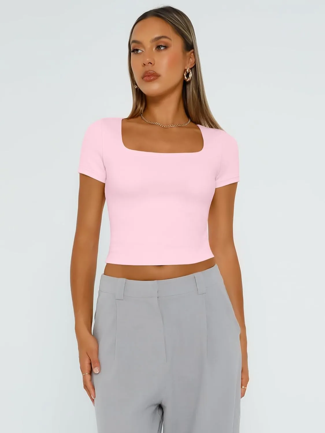 Trendy Queen Tshirts Shirts for Women Double Lined Going Out Crop Tops 2025 Spring Summer Workout Y2k Clothes Beach Fashion