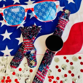 USA Fireworks Print Silicone Band For Samsung Watch
