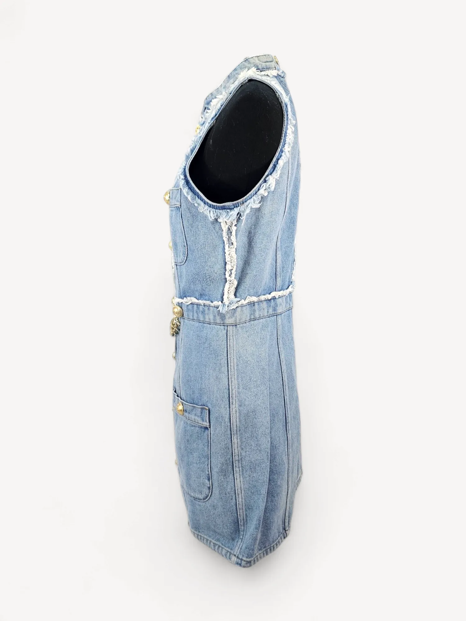 Vestido Balmain Jeans Slim com Detalhes de Corrente