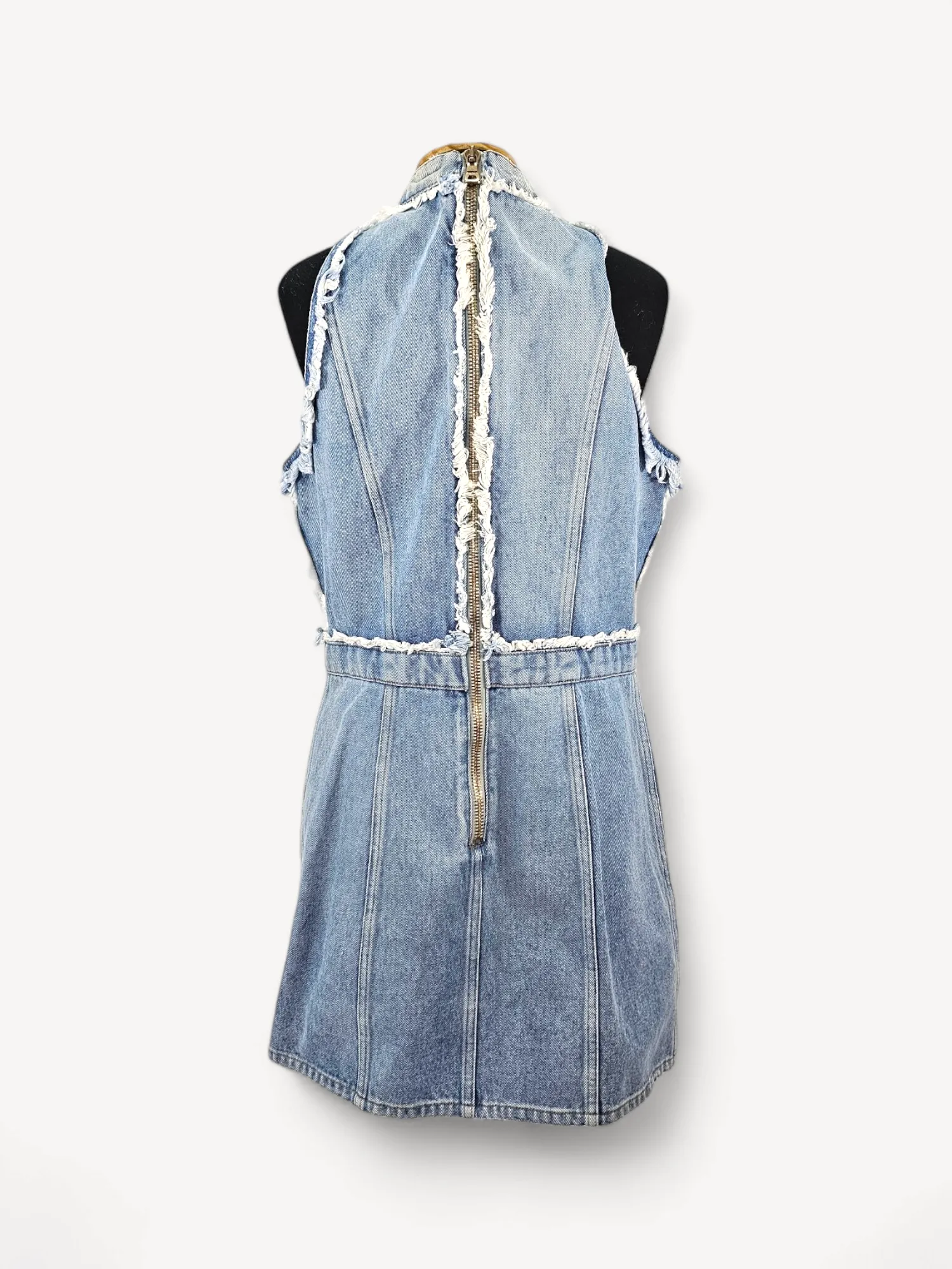 Vestido Balmain Jeans Slim com Detalhes de Corrente