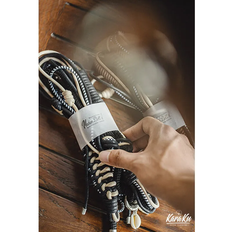 Vintage-Inspired Woven Nylon & Polyester Rope Belt