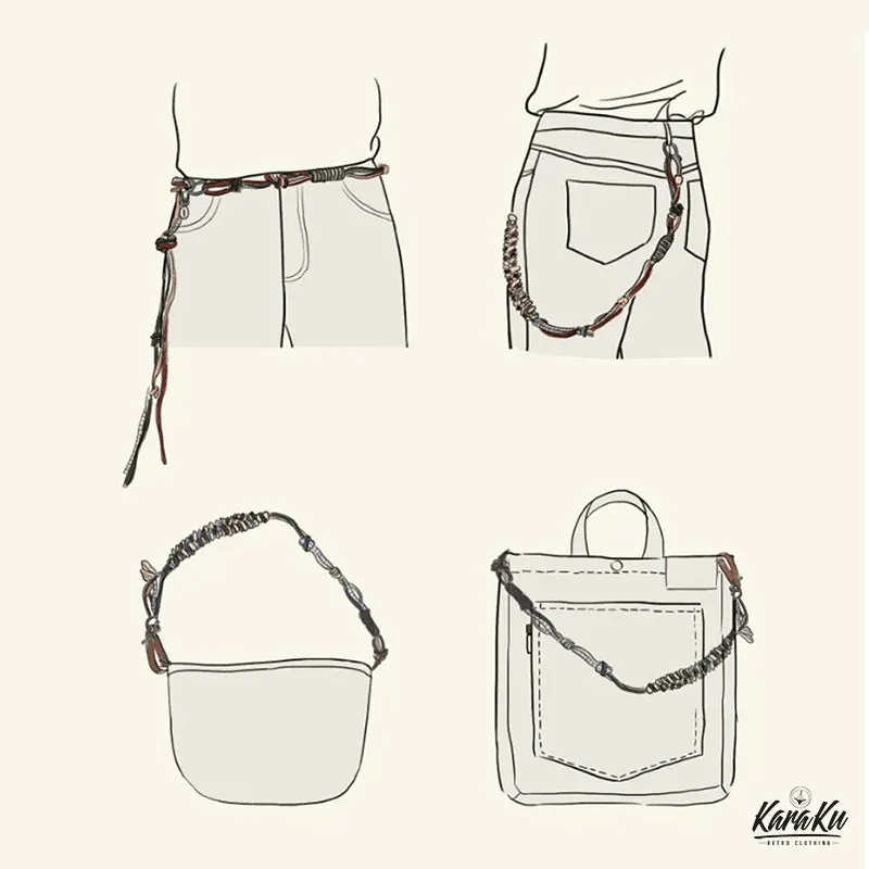 Vintage-Inspired Woven Nylon & Polyester Rope Belt