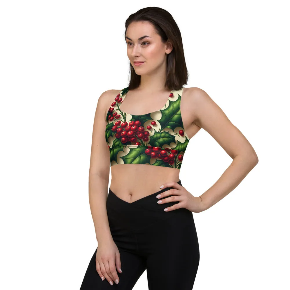 Whimsical Winter Wear Longline Sports Bra